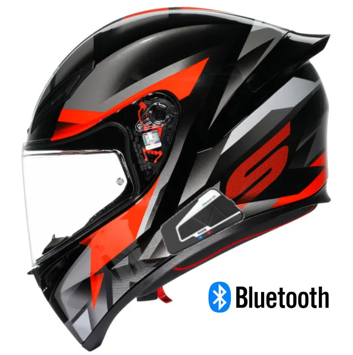 AGV K1 Full Face Bluetooth Helmet Fastlap Black/Gray/Red