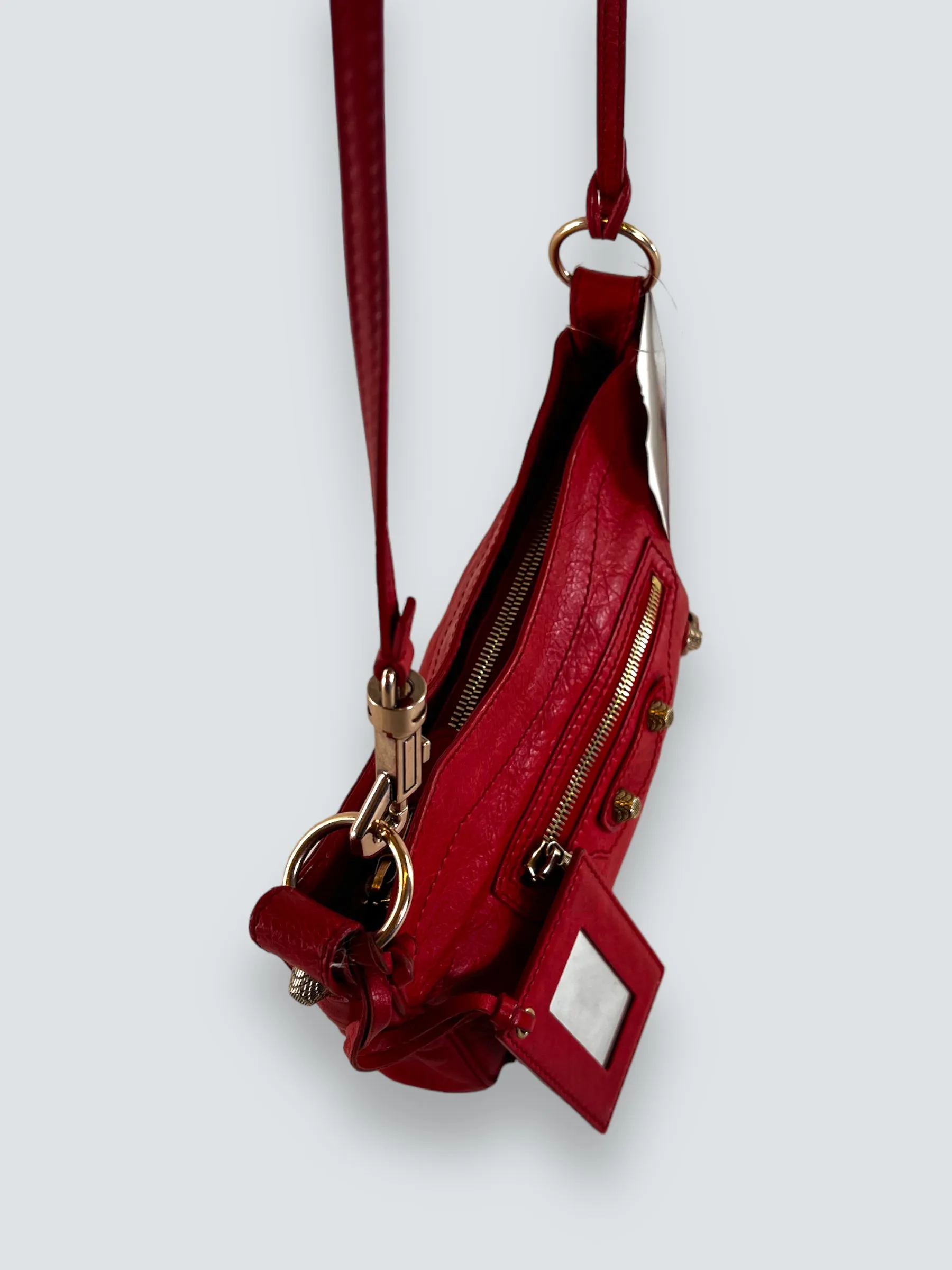 Balenciaga Red Leather Motocross Crossbody
