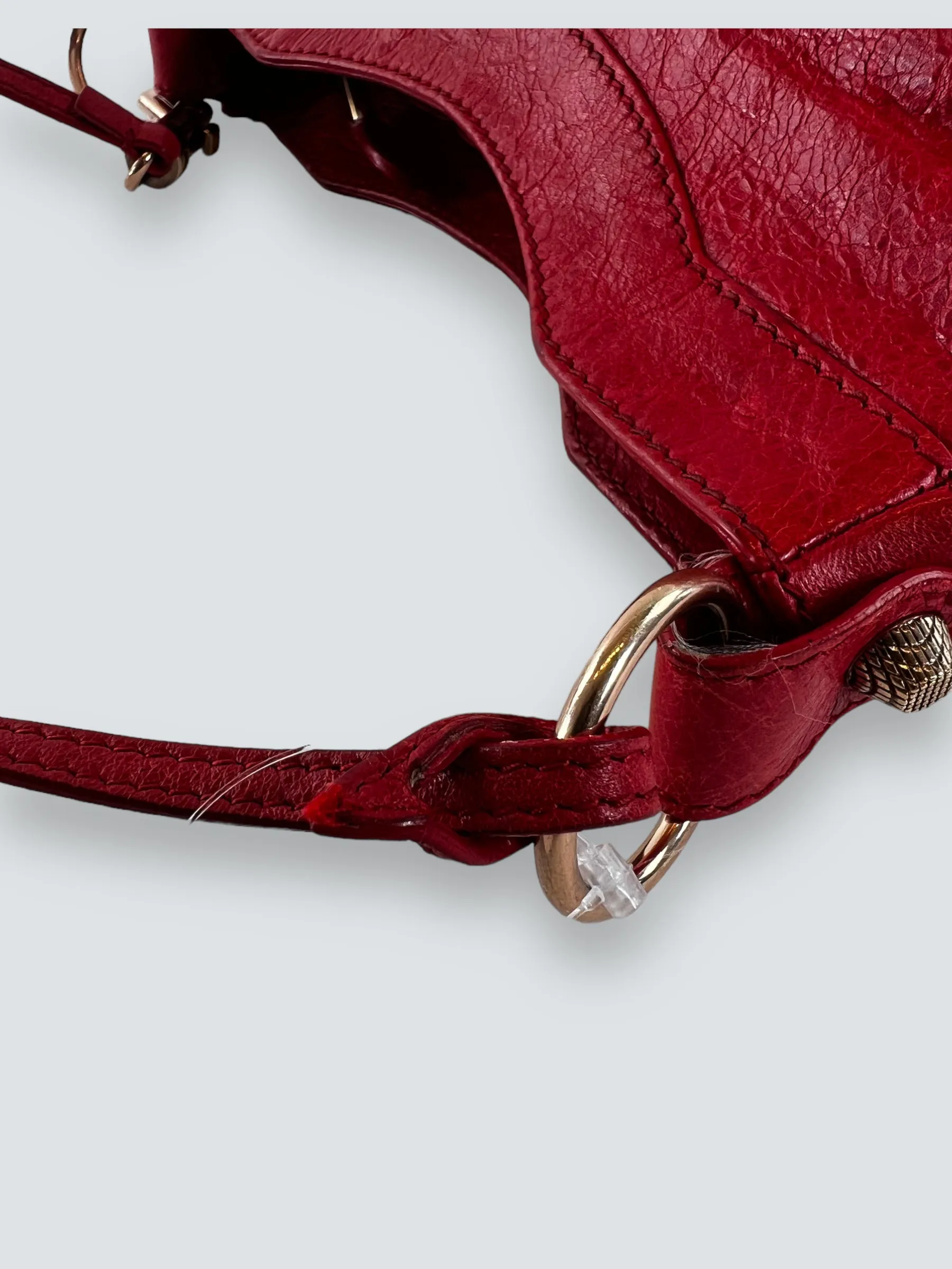 Balenciaga Red Leather Motocross Crossbody