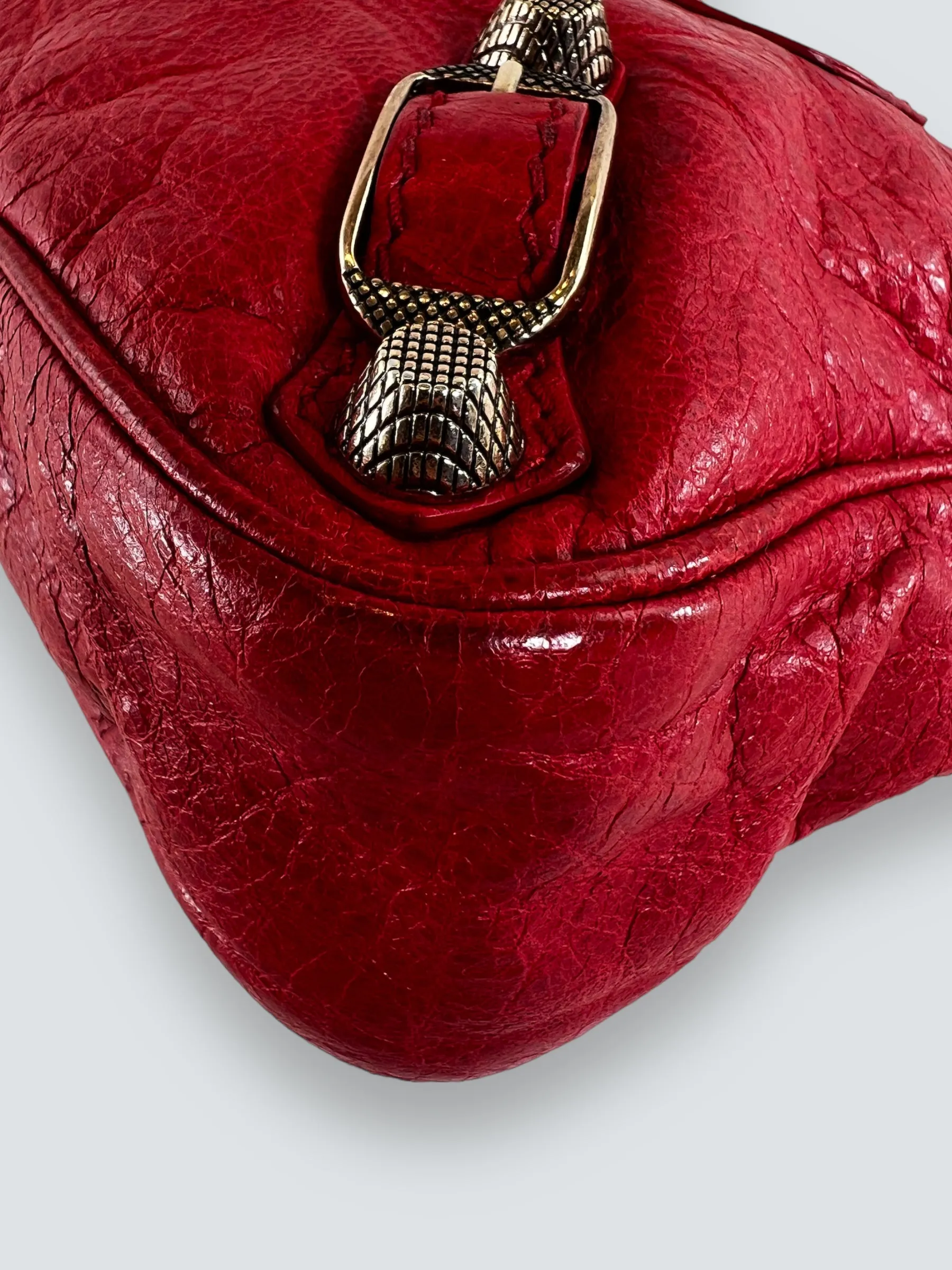 Balenciaga Red Leather Motocross Crossbody