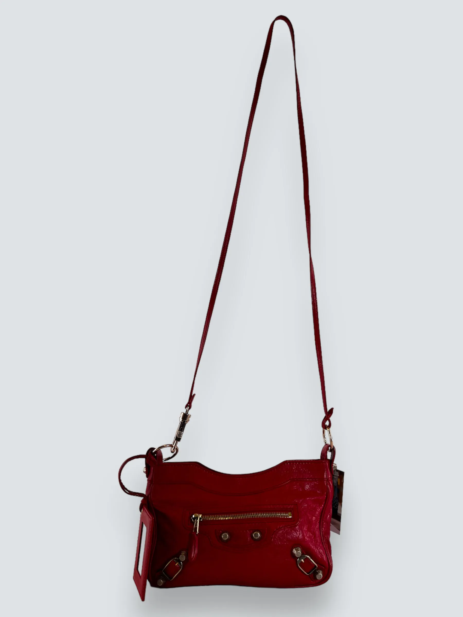Balenciaga Red Leather Motocross Crossbody