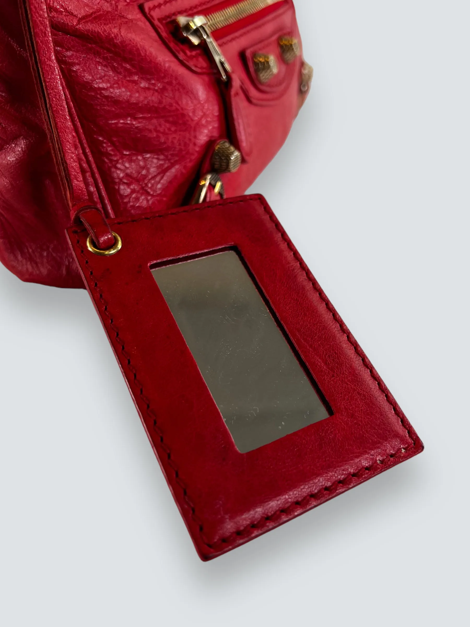 Balenciaga Red Leather Motocross Crossbody