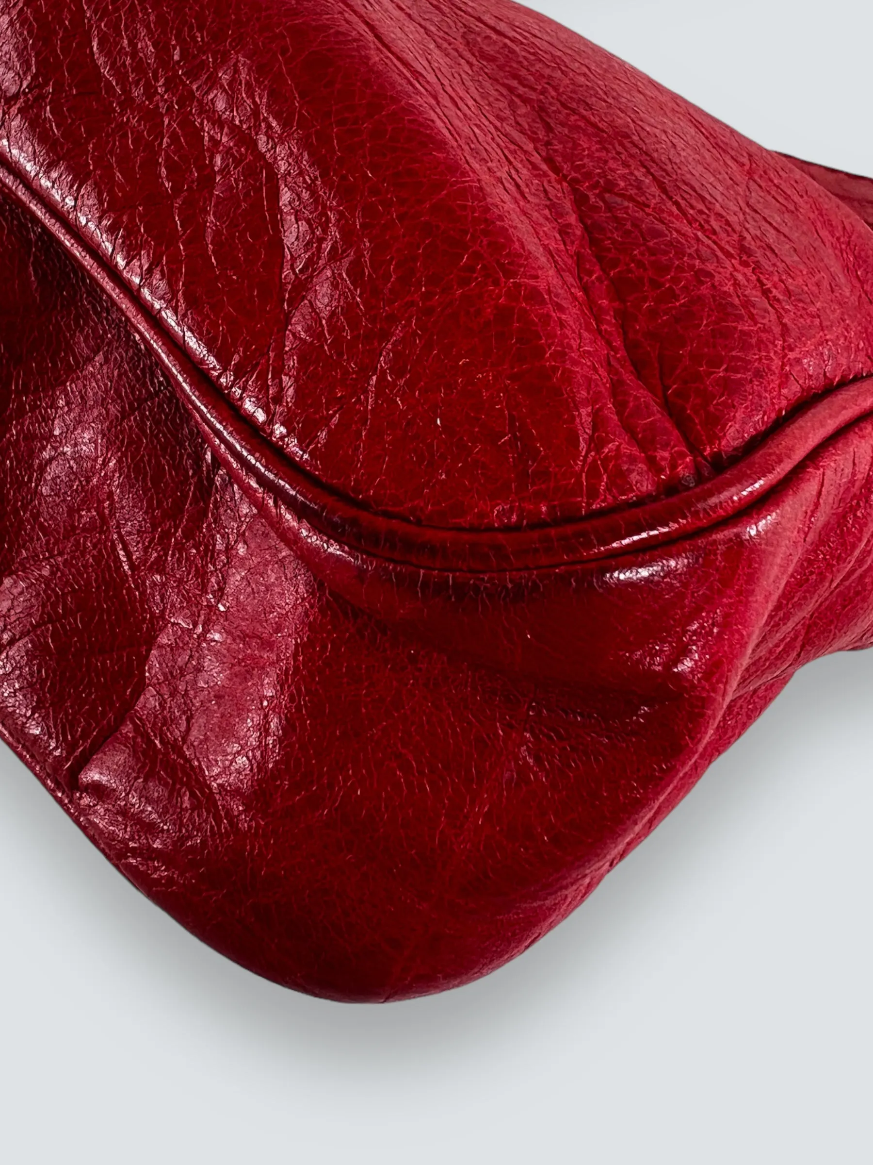 Balenciaga Red Leather Motocross Crossbody