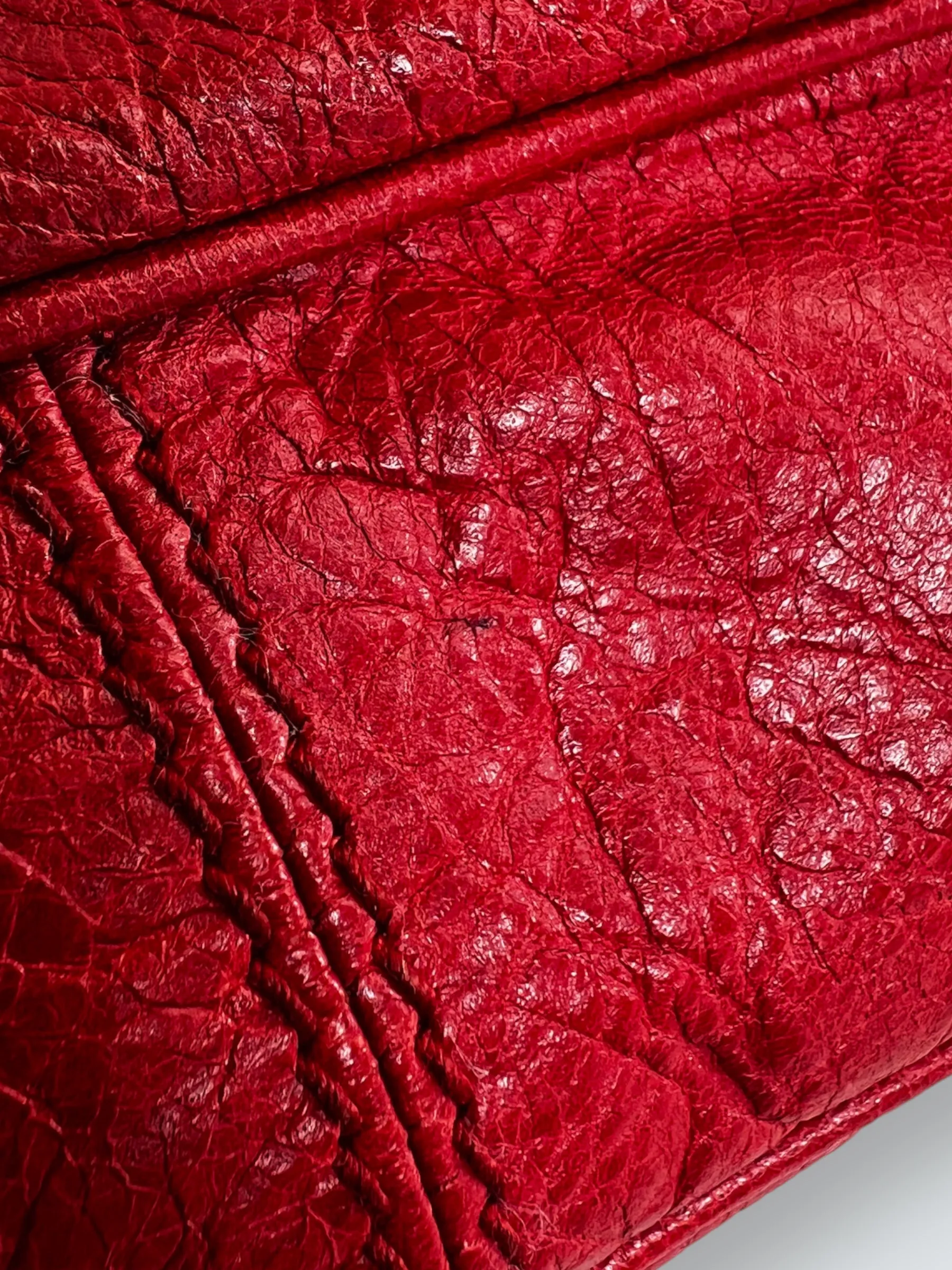 Balenciaga Red Leather Motocross Crossbody