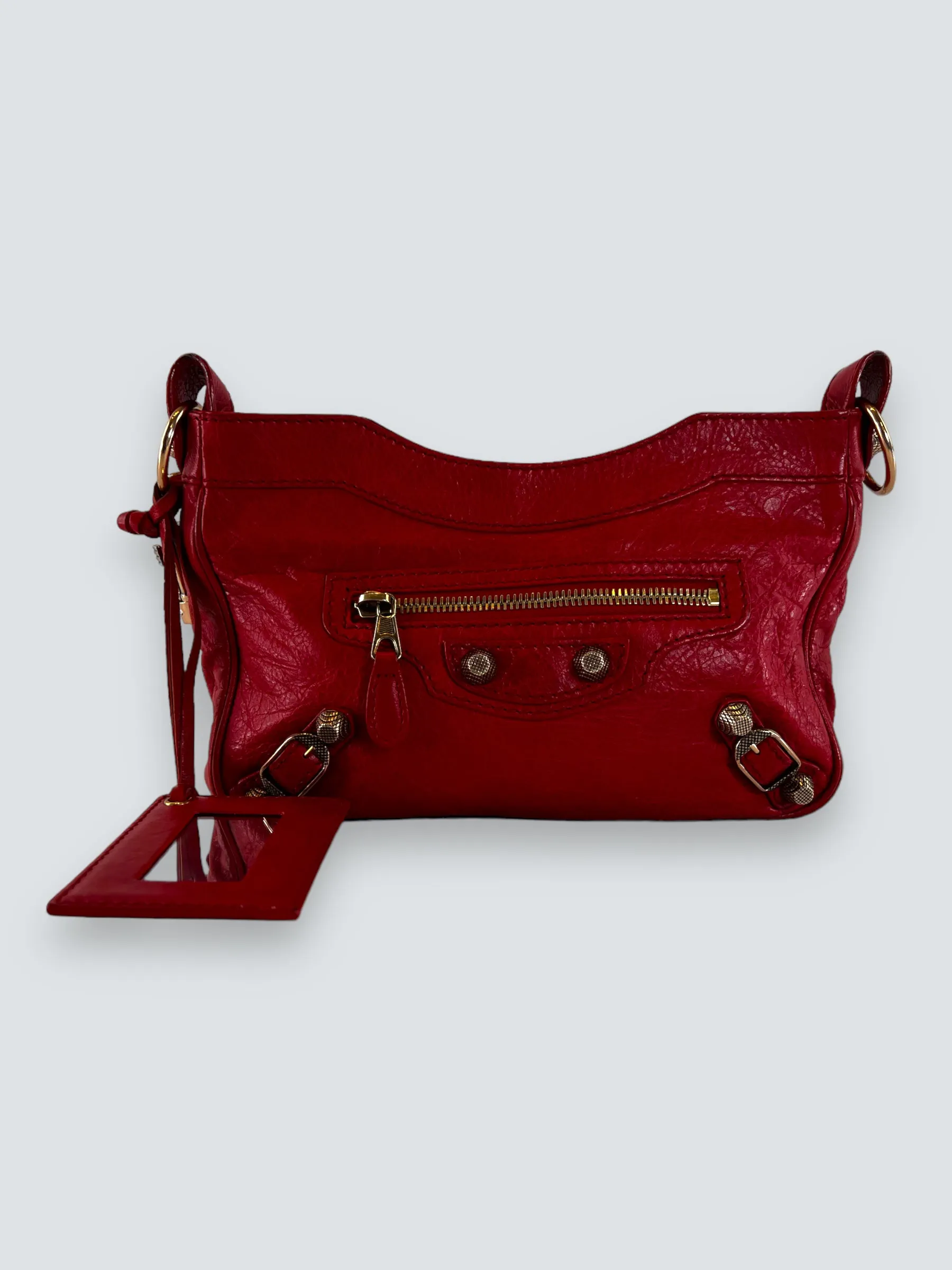 Balenciaga Red Leather Motocross Crossbody