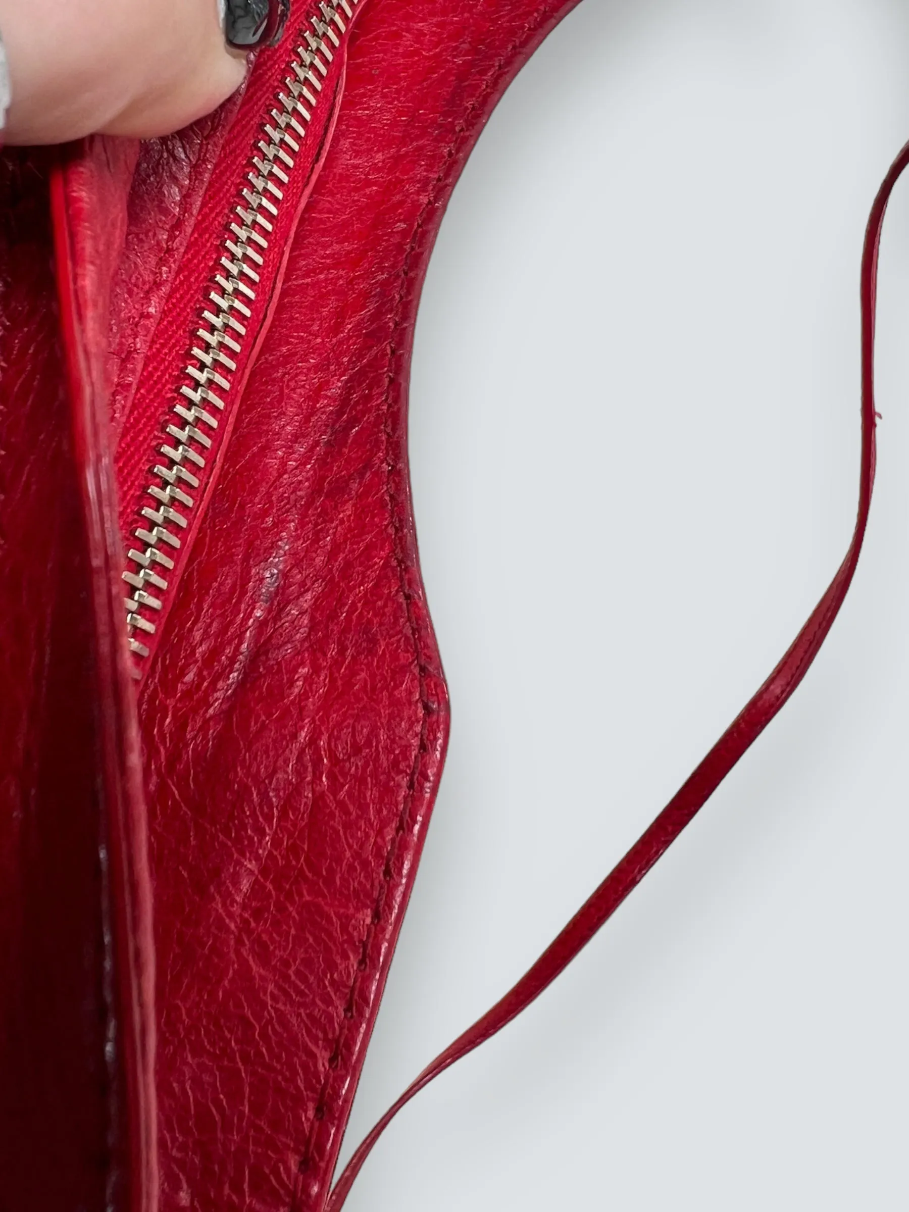 Balenciaga Red Leather Motocross Crossbody