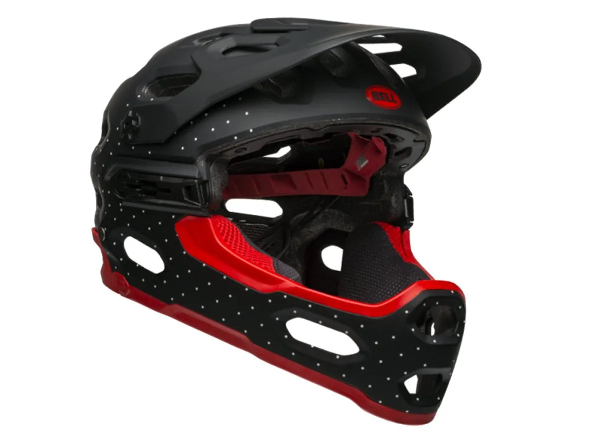 Bell Super 3R MIPS Full Face Helmet - Matt Black-White-Crimson - 2019