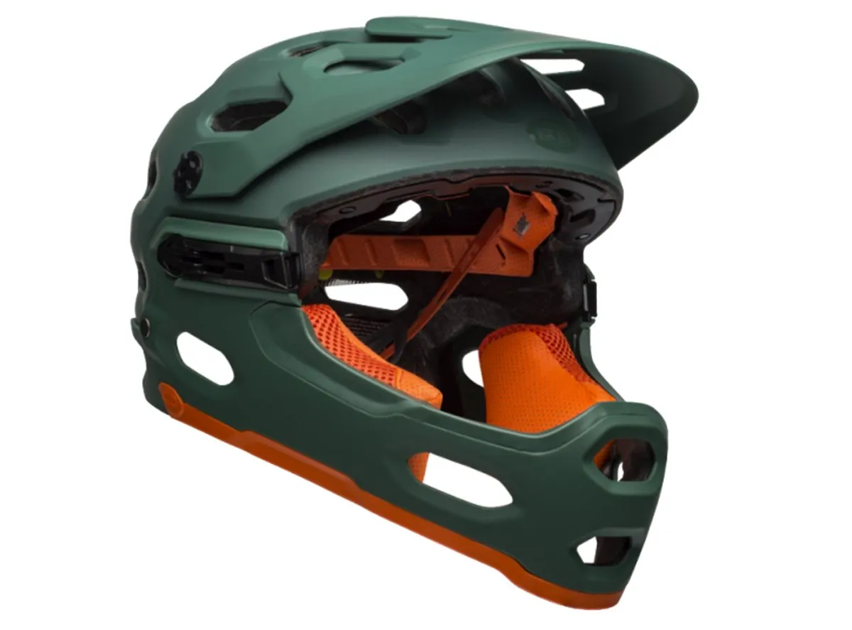 Bell Super 3R MIPS Full Face Helmet - Matt Dark Green-Orange - 2019