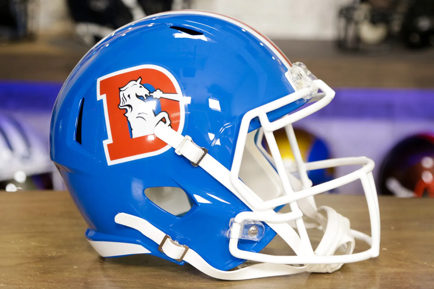 Denver Broncos Riddell Speed Display Helmet - 1975-1996 Throwback