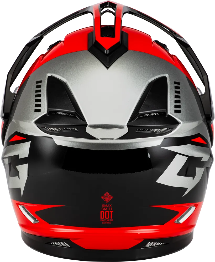 Gmax GM-11S Ronin Snow Helmet Black Red Electric Shield and Dual Lens