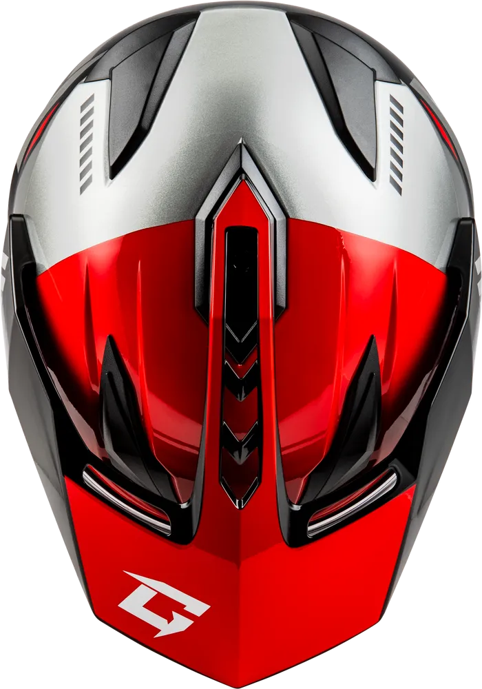 Gmax GM-11S Ronin Snow Helmet Black Red Electric Shield and Dual Lens