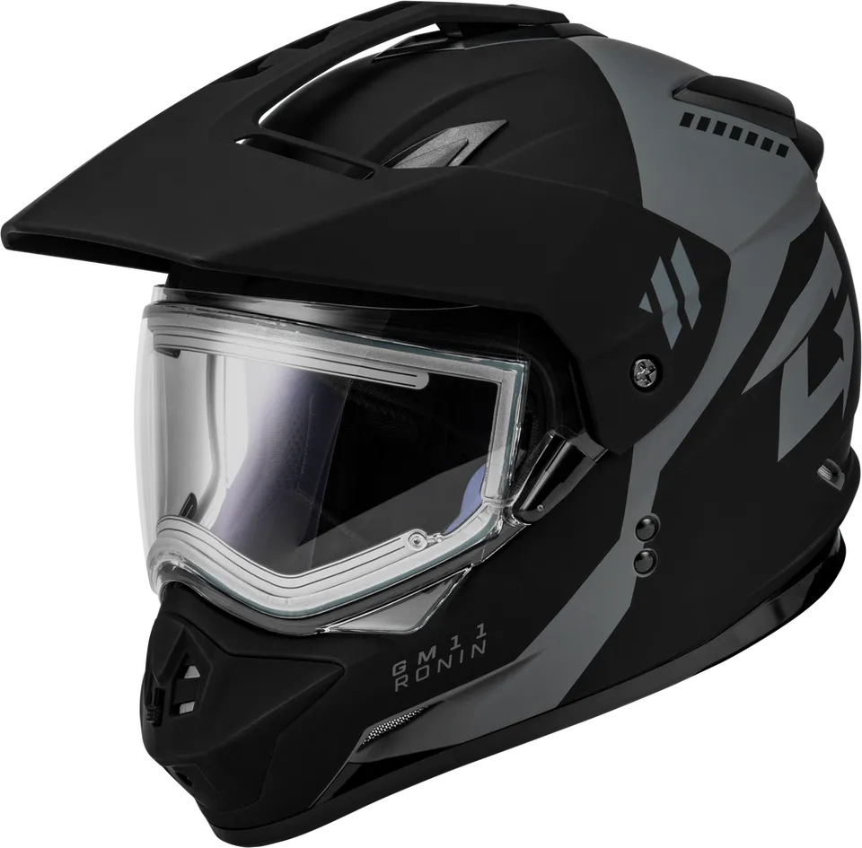 Gmax GM-11S Ronin Snow Helmet Matte Black Silver Electric Shield
