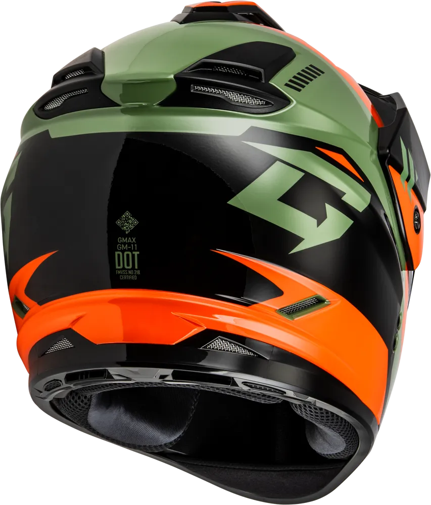 Gmax GM-11S Ronin Snow Helmet Orange Dual Lens