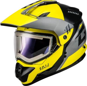 Gmax GM-11S Ronin Snow Helmet Yellow Grey Electric Shield and Cord