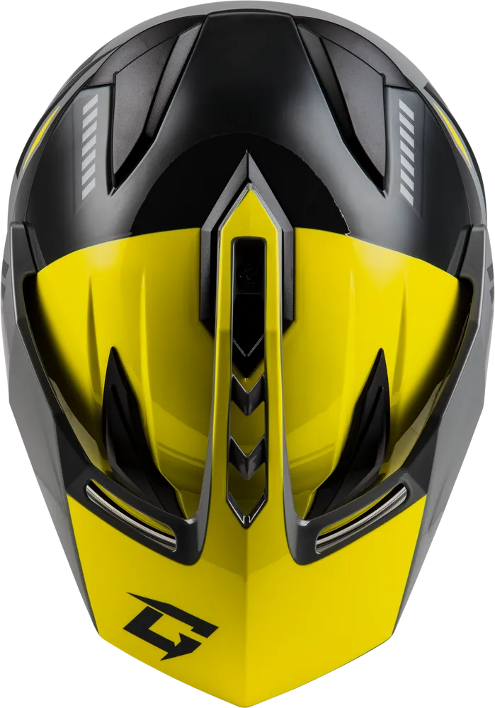 Gmax GM-11S Ronin Snow Helmet Yellow Grey Electric Shield and Cord
