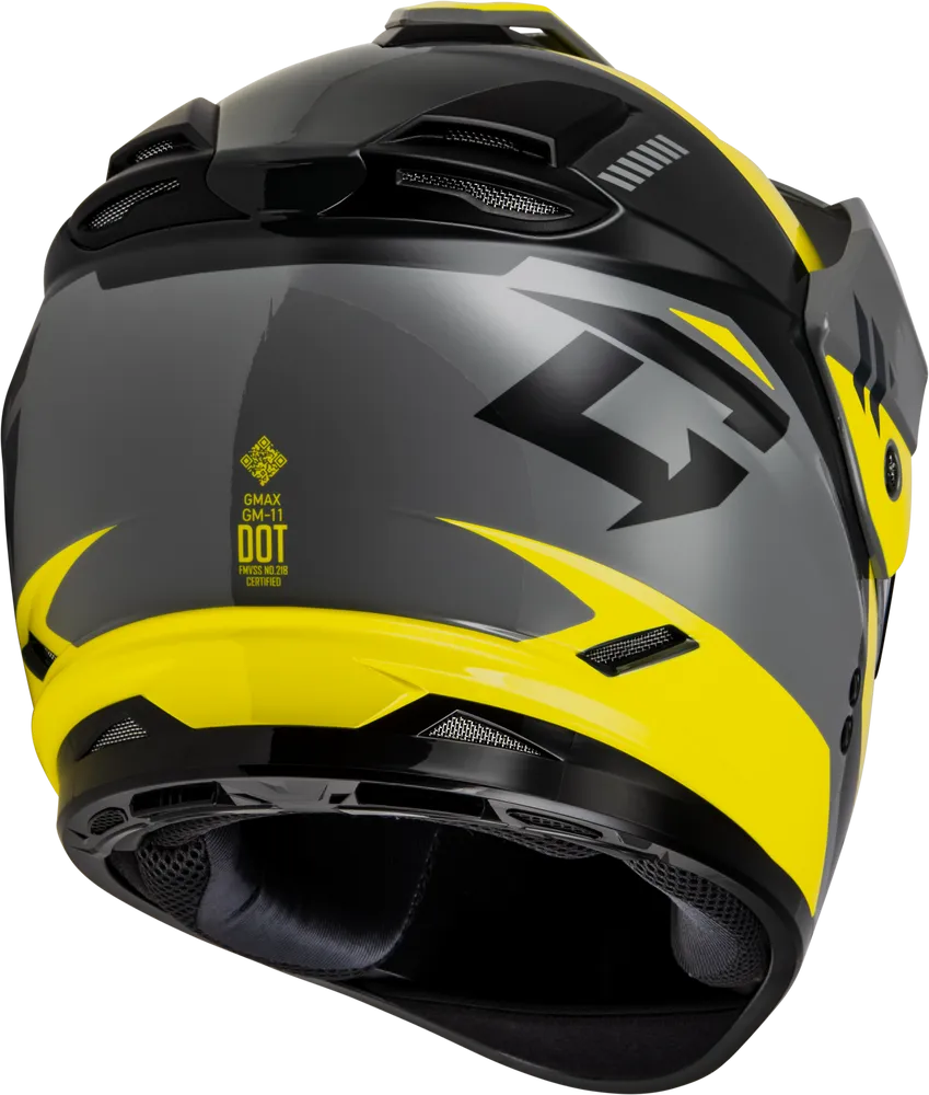 Gmax GM-11S Ronin Snow Helmet Yellow Grey Electric Shield and Cord