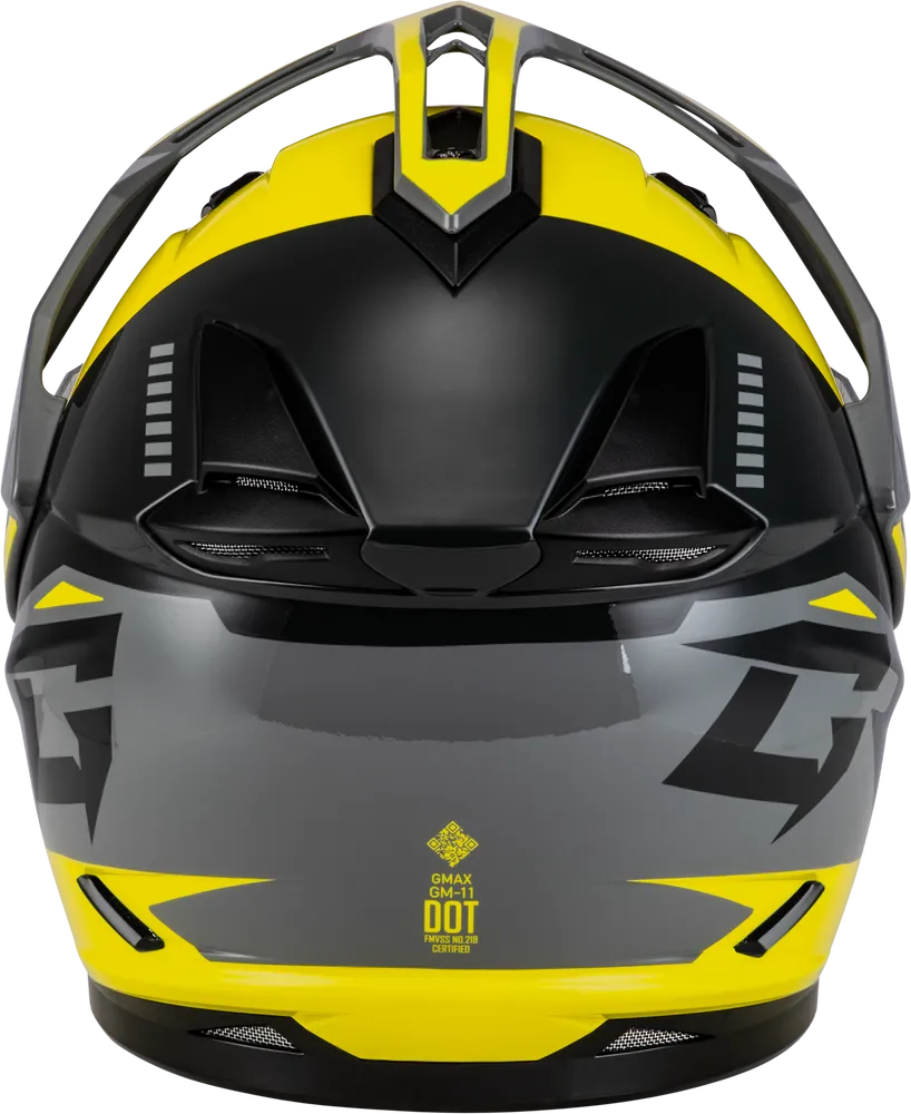Gmax GM-11S Ronin Snow Helmet Yellow Grey Electric Shield and Dual Lens