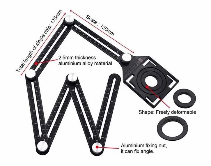 Hexagon Fold Ruler With Tile Holder Locator | Model : CM0921001