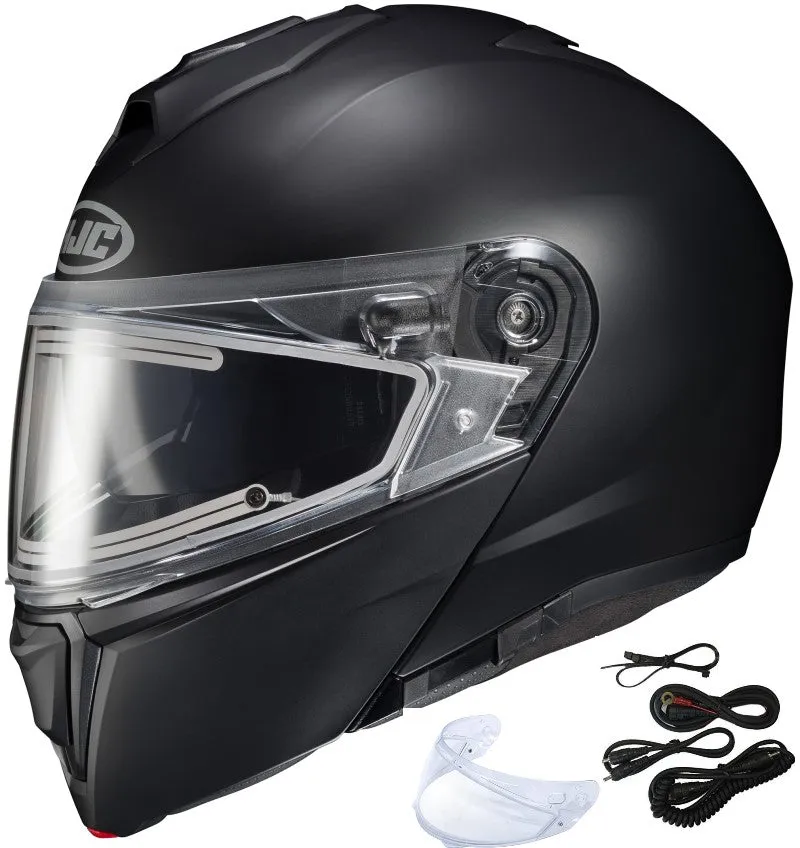 HJC i90 Modular Snow Helmet Matte Black Electric and Dual Lens Shield