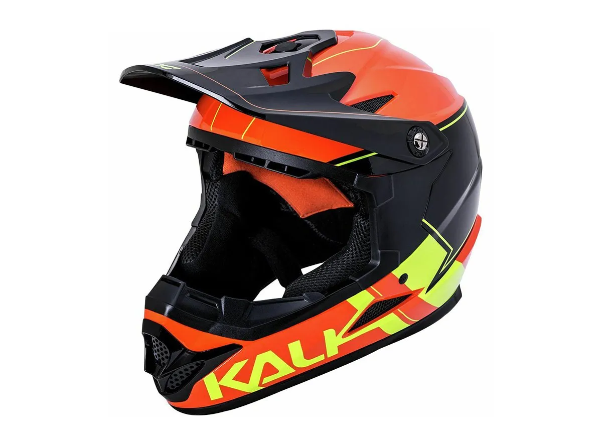 Kali Zoka Full Face Helmet - Switchback - Youth - Gloss Orange-Flo Yellow-Black