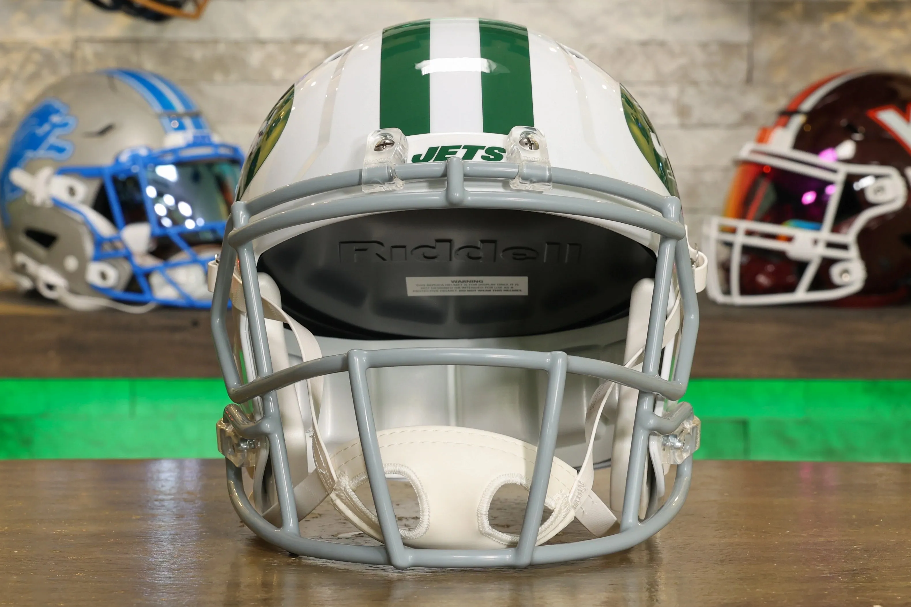 New York Jets Riddell Speed Display Helmet - Classic White Alternate