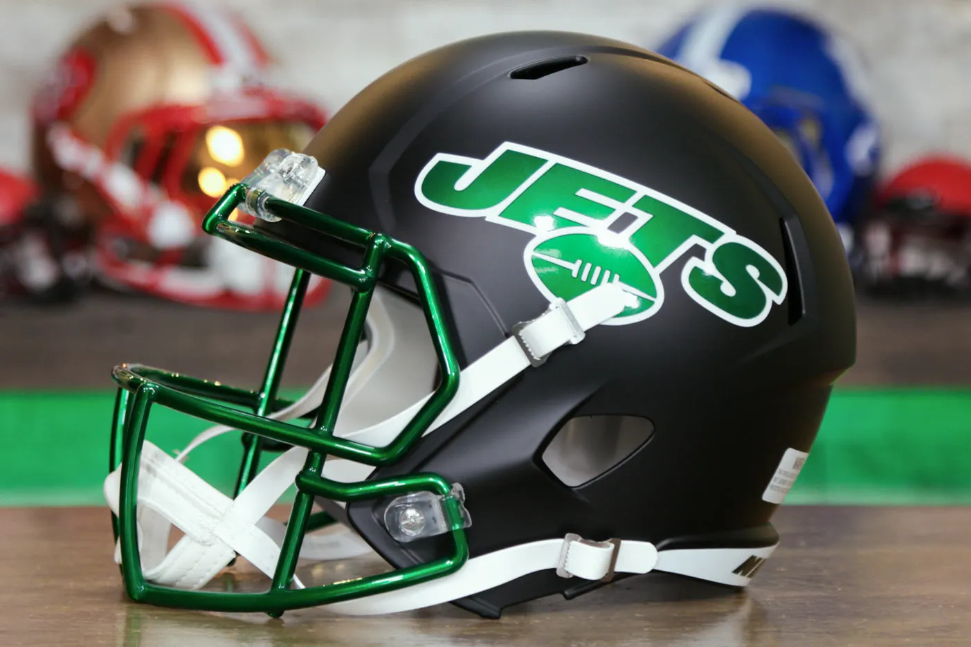 New York Jets Riddell Speed Display Helmet - Stealth Black Alternate