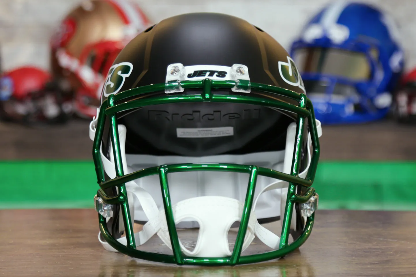 New York Jets Riddell Speed Display Helmet - Stealth Black Alternate