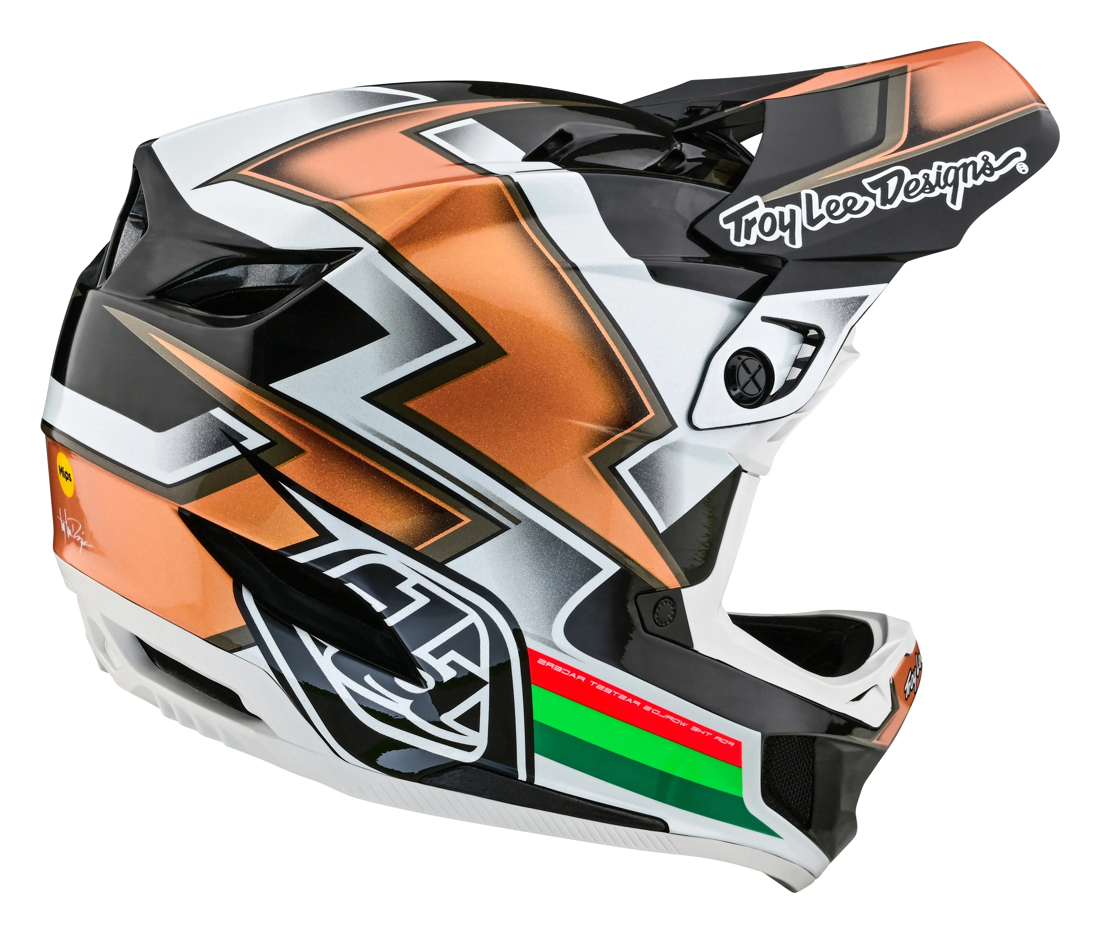 Troy Lee Designs D4 Carbon Full Face Helmet with MIPS - Ever - Black-Gold