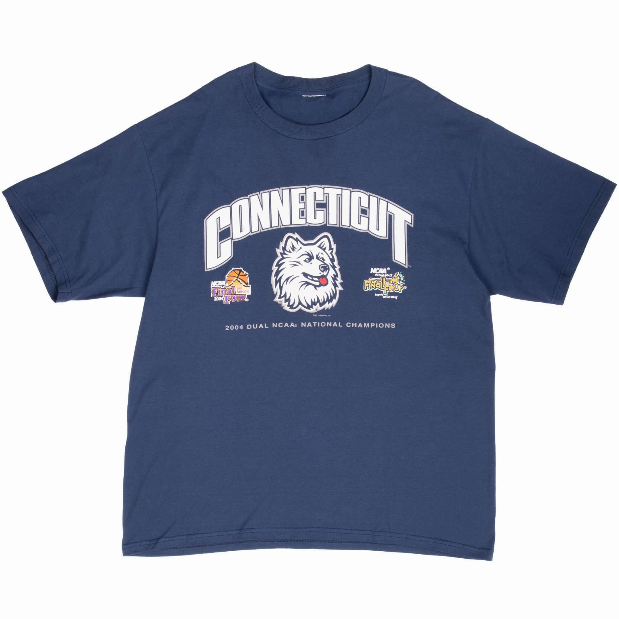 VINTAGE NCAA UCONN HUSKIES CHAMPIONS 2004 TEE SHIRT XL
