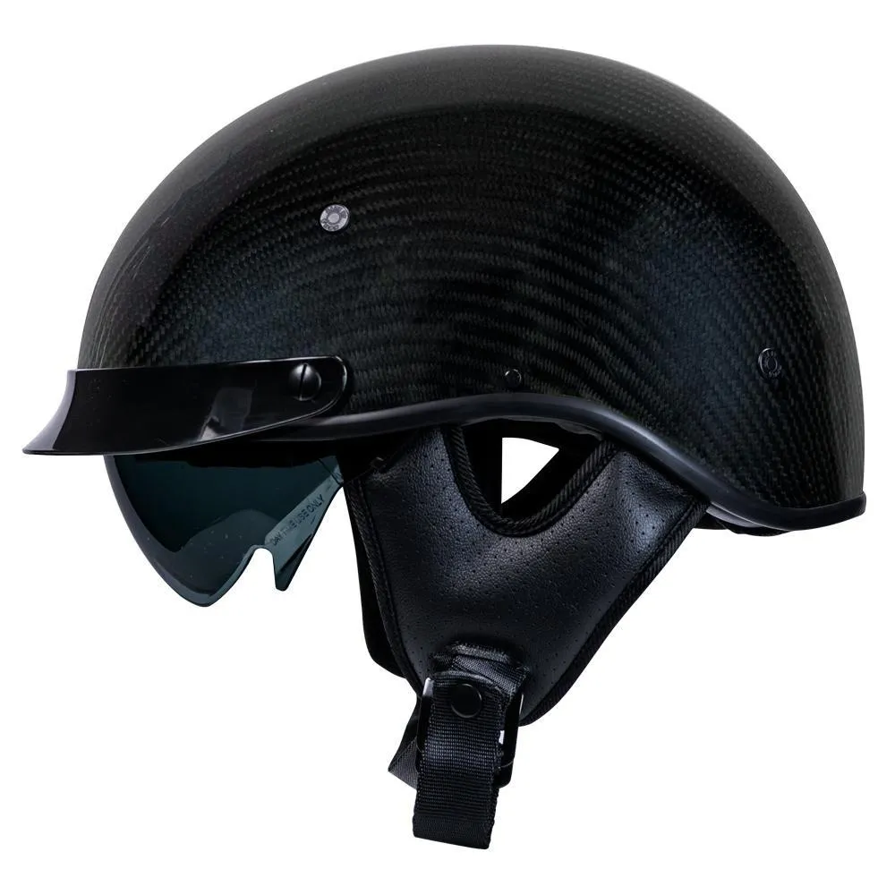 Voss 707Cf Cruise Gloss Black Half Helmet With Peak