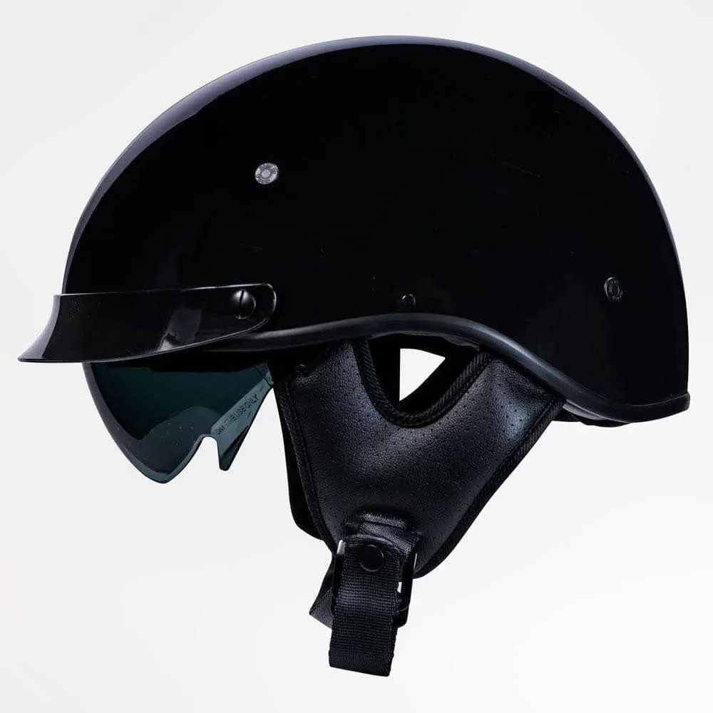 Voss 707Frp Cruise Gloss Black Half Helmet With Peak