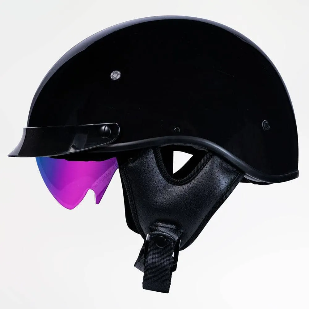 Voss 707Frp Cruise Gloss Black Half Helmet With Peak
