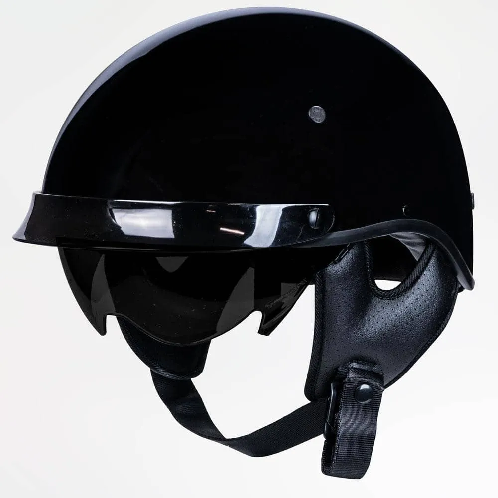 Voss 707Frp Cruise Gloss Black Half Helmet With Peak