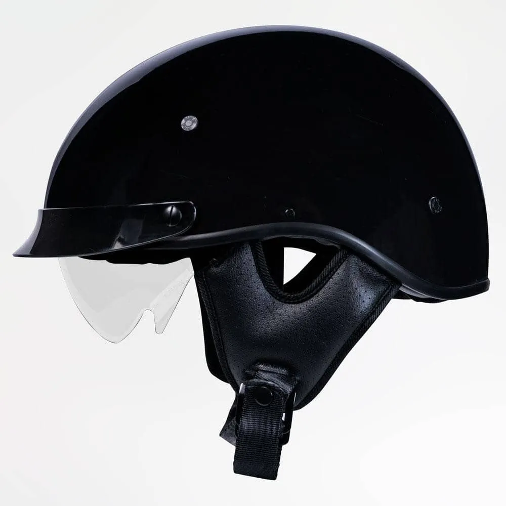 Voss 707Frp Cruise Gloss Black Half Helmet With Peak