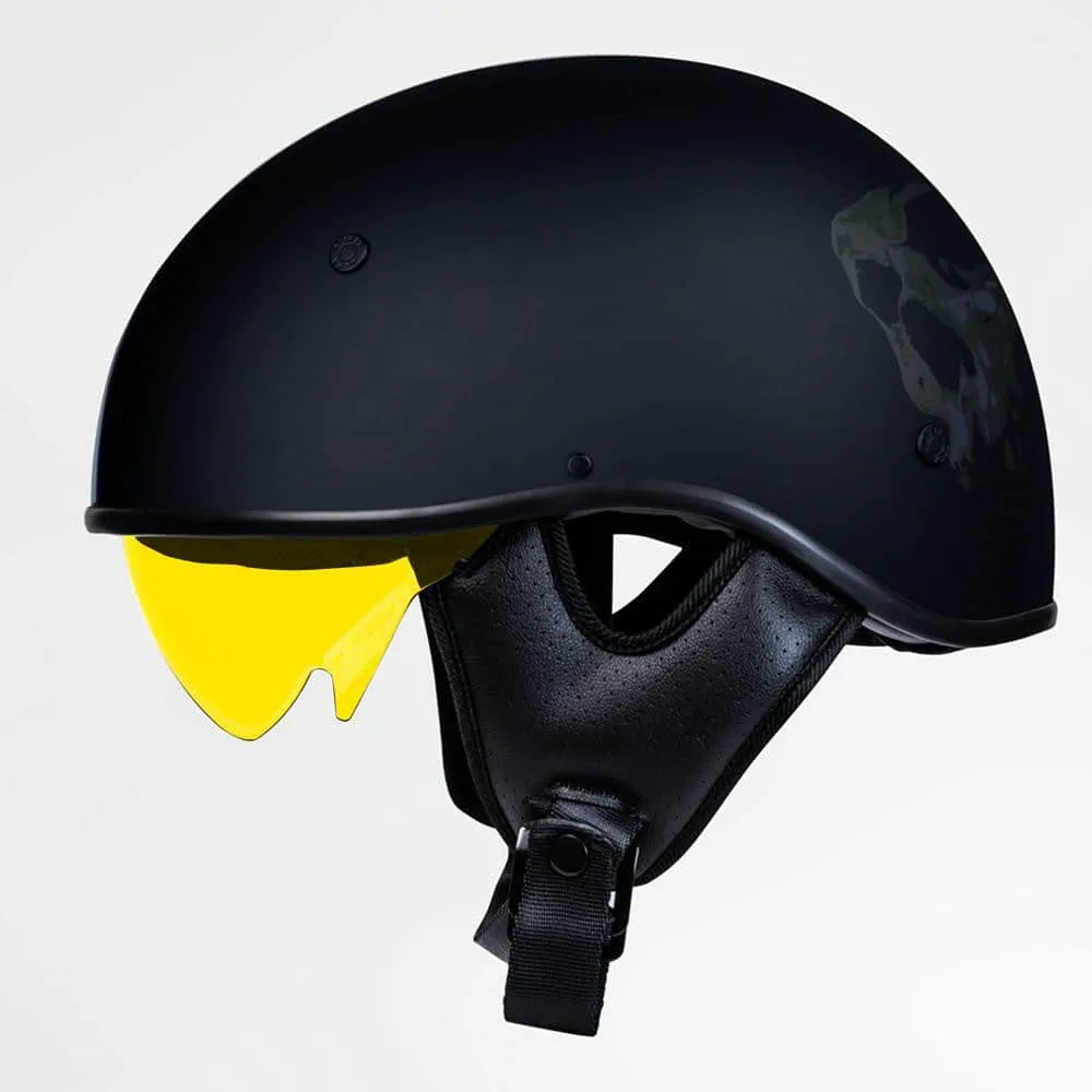 Voss 707Frp Matte Black 3 Amigos Half Helmet