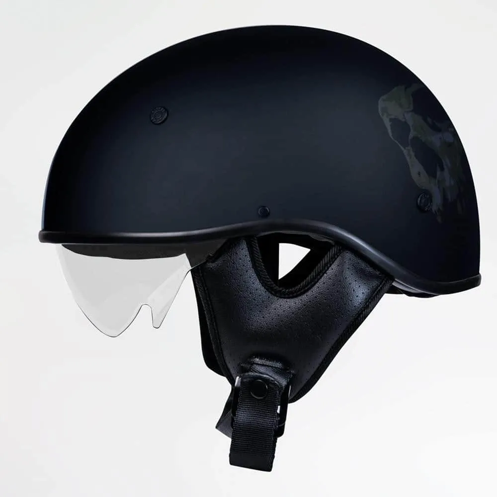 Voss 707Frp Matte Black 3 Amigos Half Helmet