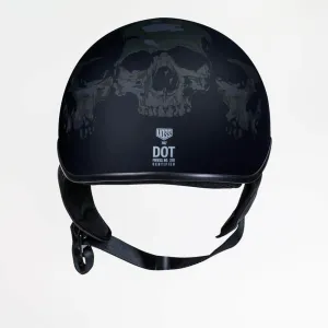 Voss 707Frp Matte Black 3 Amigos Half Helmet