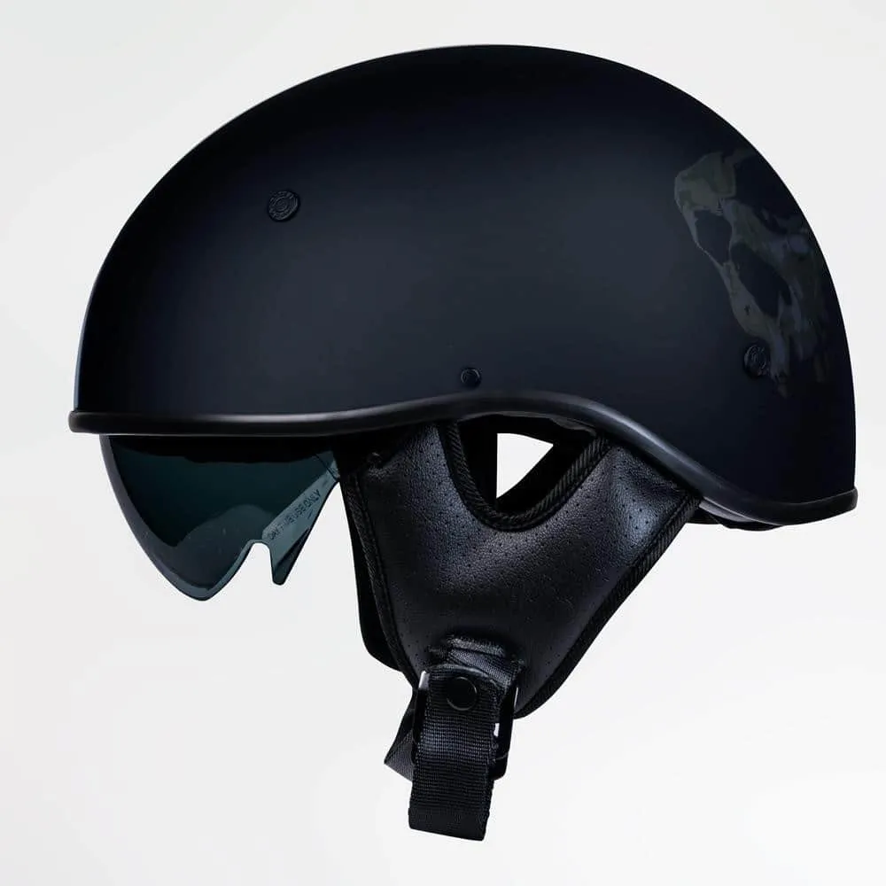 Voss 707Frp Matte Black 3 Amigos Half Helmet