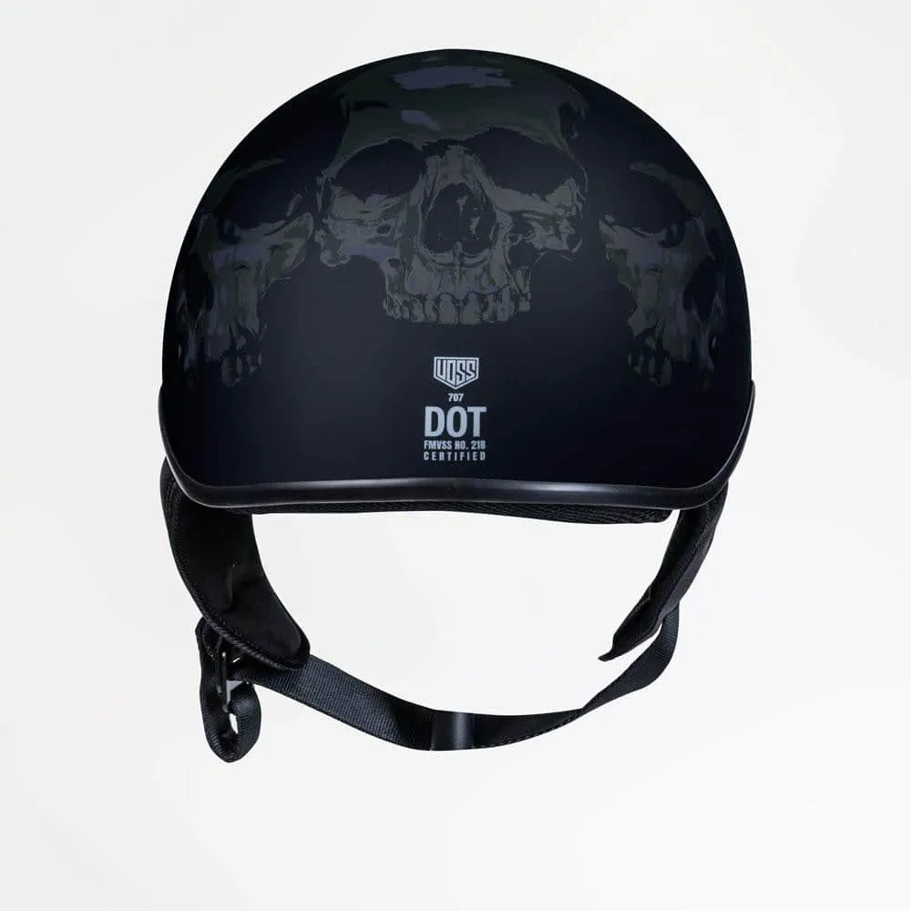 Voss 707Frp Matte Black 3 Amigos Half Helmet
