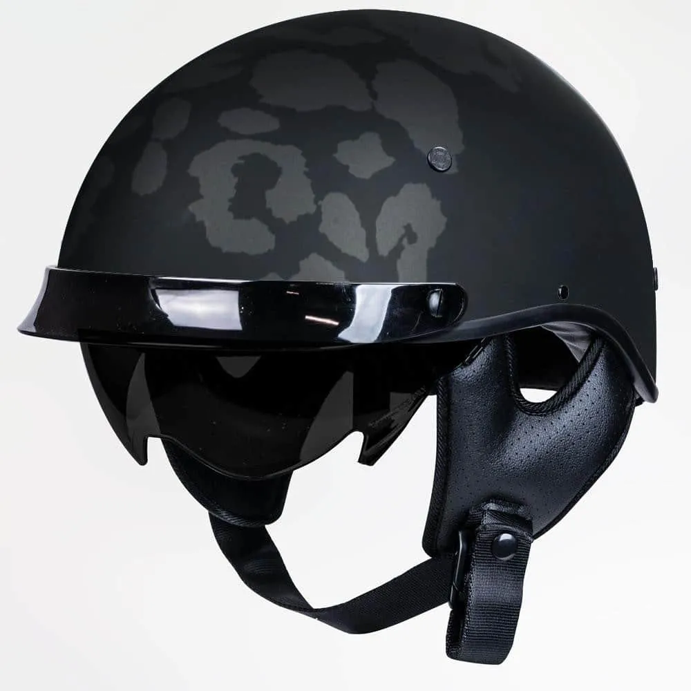 Voss 707Frp Two-Tone Black Roxy Half Helmet With Peak