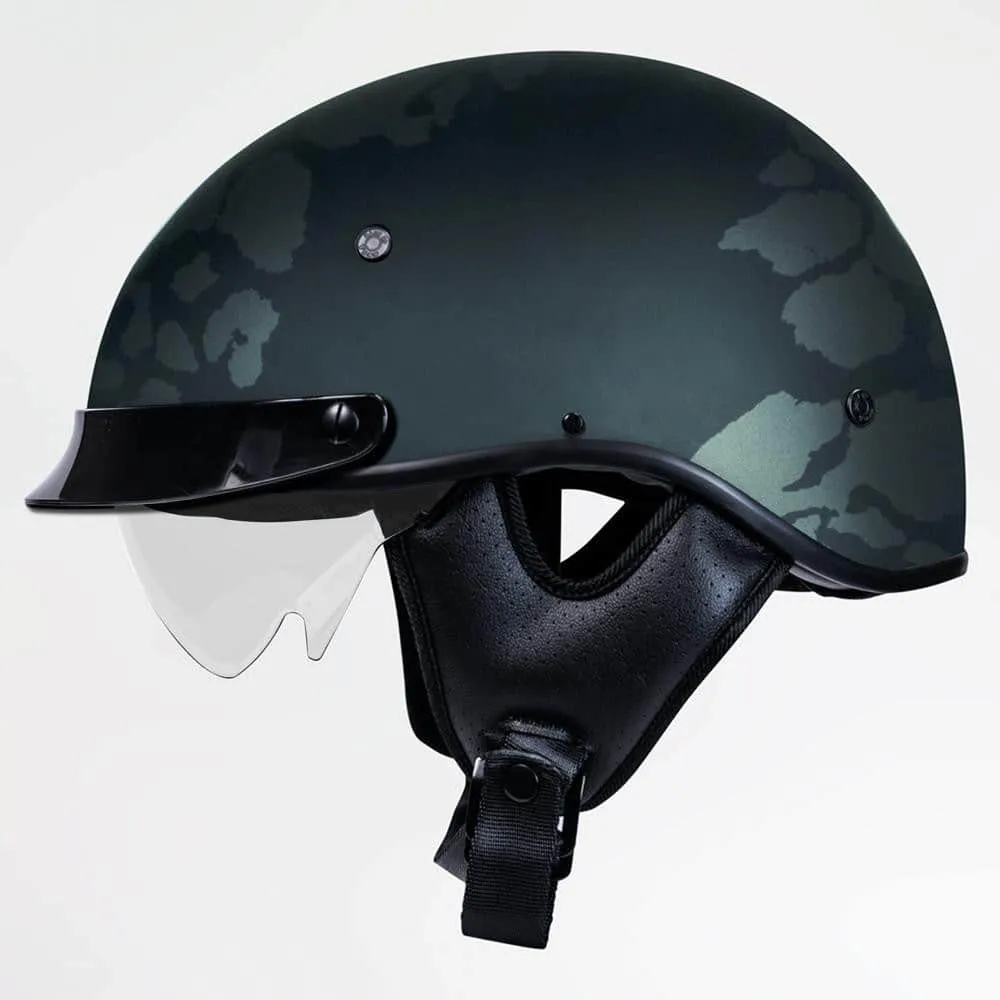Voss 707Frp Two-Tone Black Roxy Half Helmet With Peak