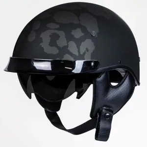 Voss 707Frp Two-Tone Black Roxy Half Helmet With Peak
