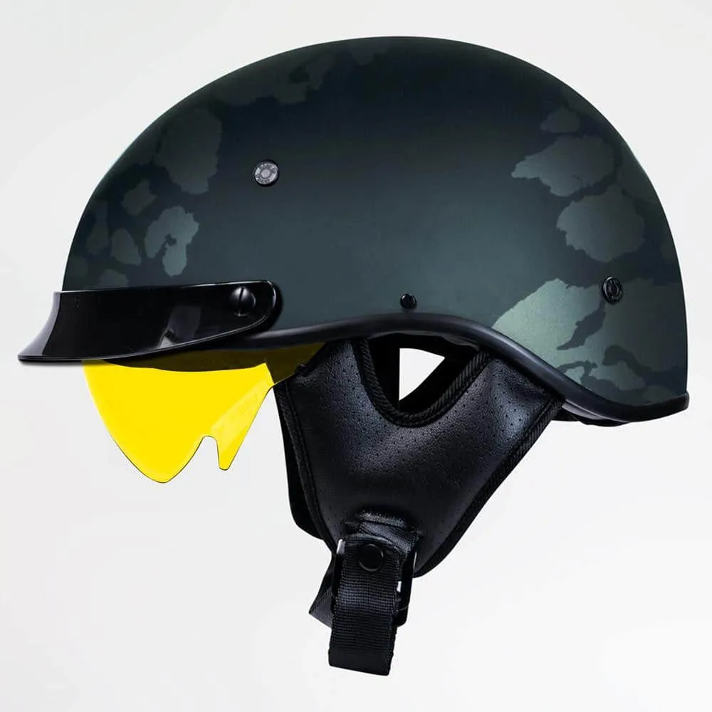 Voss 707Frp Two-Tone Black Roxy Half Helmet With Peak
