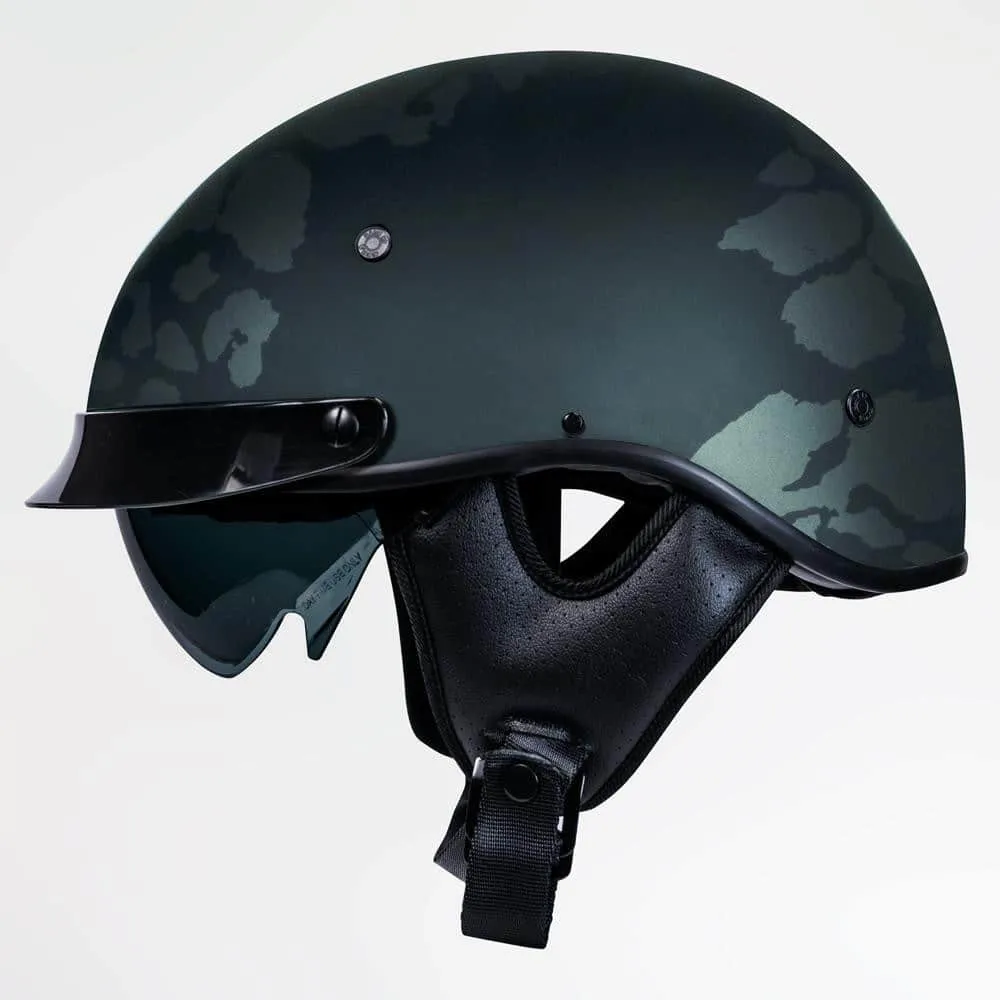Voss 707Frp Two-Tone Black Roxy Half Helmet With Peak